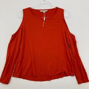 Trina Turk Medium Red Crew Neck Cold Shoulder Stretch Knit Blouse Romantic